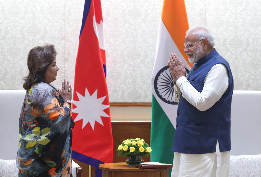 परराष्ट्रमन्त्री राणा र भारतीय प्रधानमन्त्री मोदीबीच भेटवार्ता