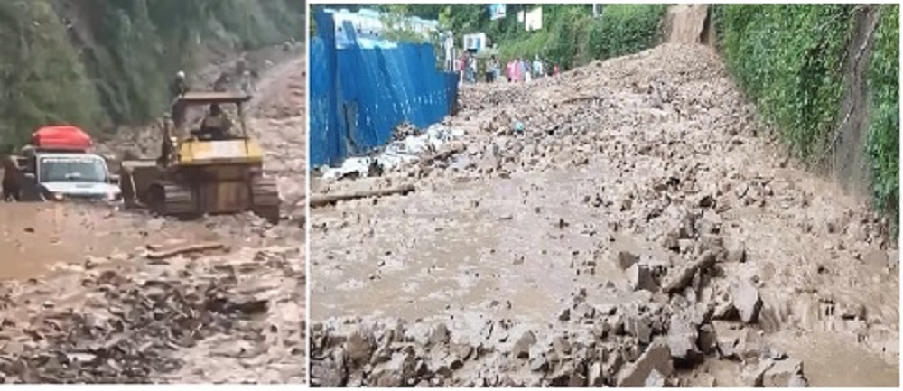 नौबिसेस्थित सुरुङमार्ग नजिक पहिरो, काठमाडौं आउने सडक अवरुद्ध