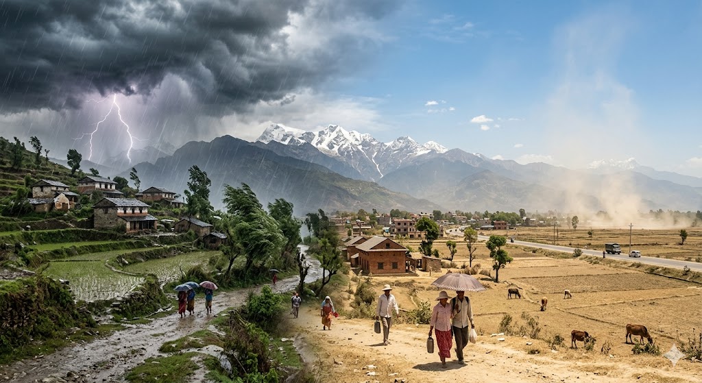 कोशी, बागमती र गण्डकीमा मेघगर्जनसहित वर्षाको सम्भावना, लुम्बिनी र सुदूरपश्चिममा तातो लहरको कहर