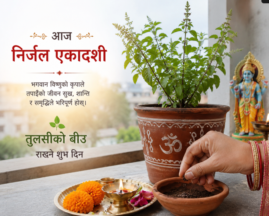 निर्जला एकादशी पर्व आज: देशभर श्रद्धापूर्वक मनाइँदै, तुलसीको दल राख्ने प्रचलन